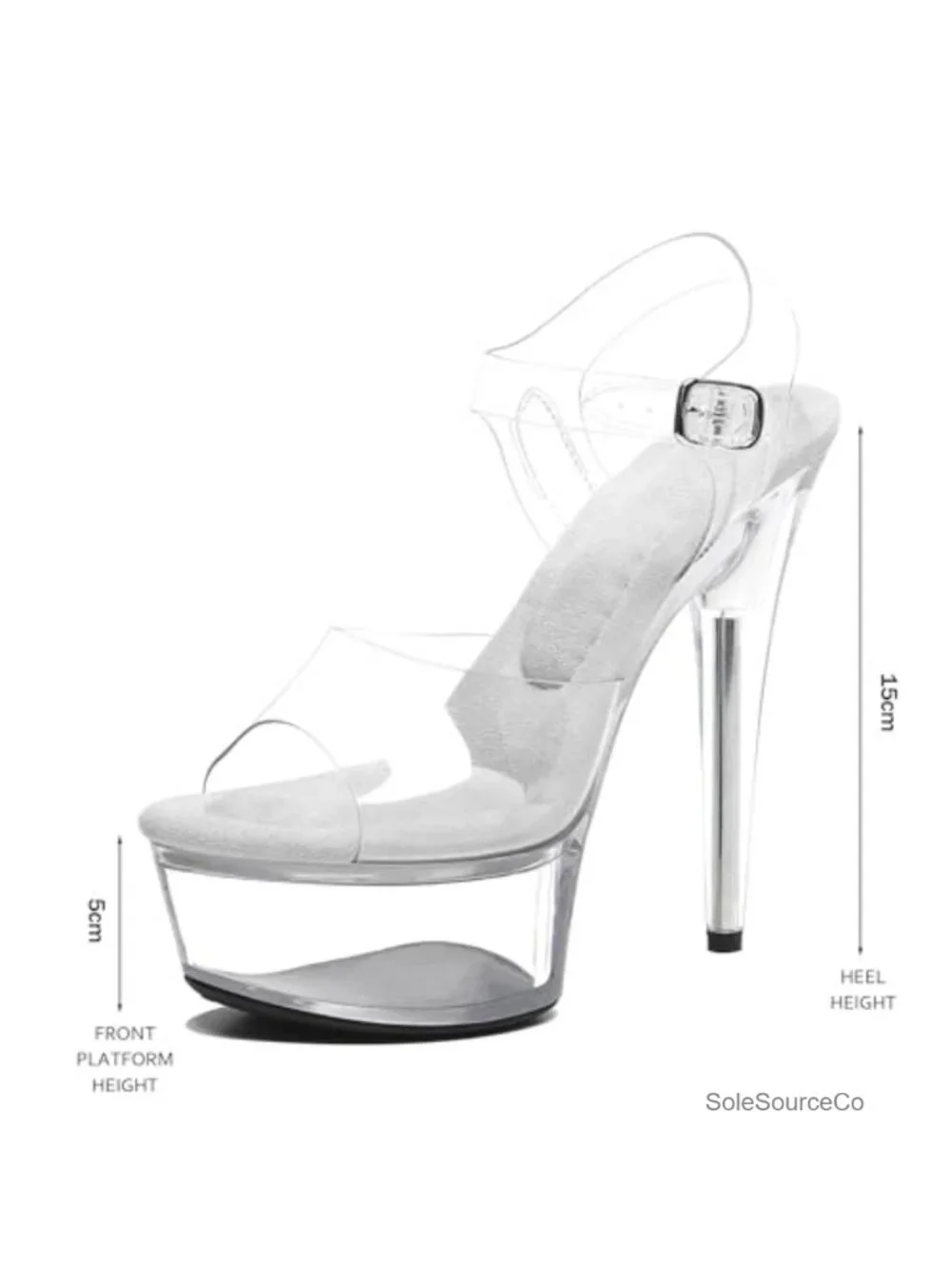 Womens 6in Clear Platform High Heels Ankle-Strap Stiletto Exotic Sandal Shoes